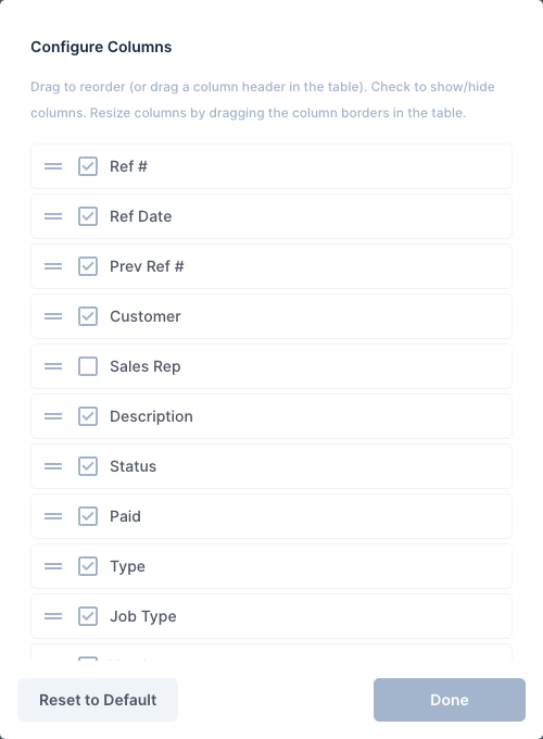 Configure Columns