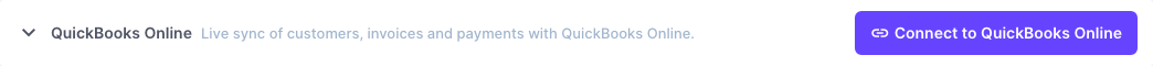 The Connect to QuickBooks Online button