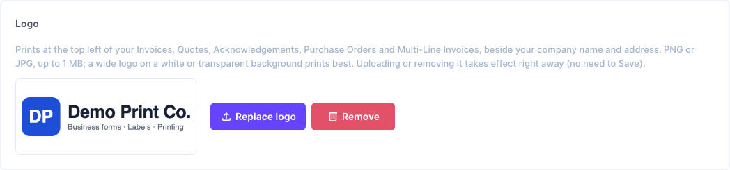 The print logo setting