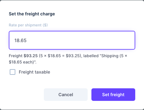 Set the freight charge