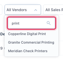 Searching the Vendor list
